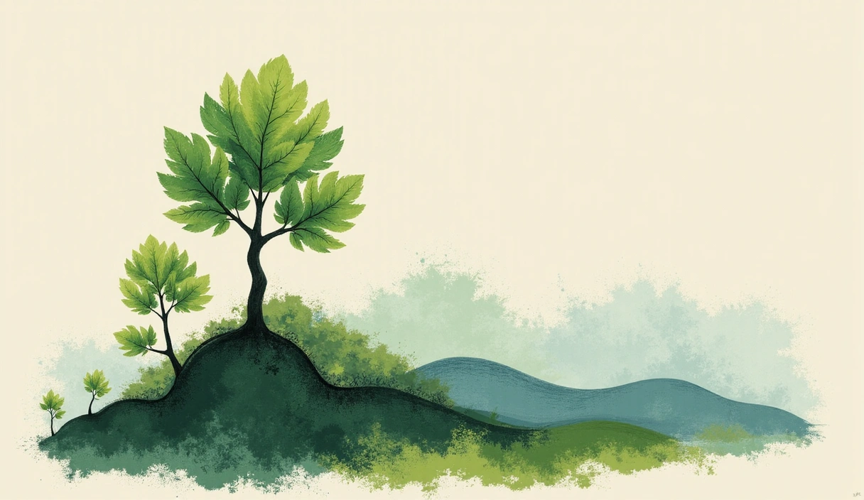 Abstract representation of growth and balance with natural colors.