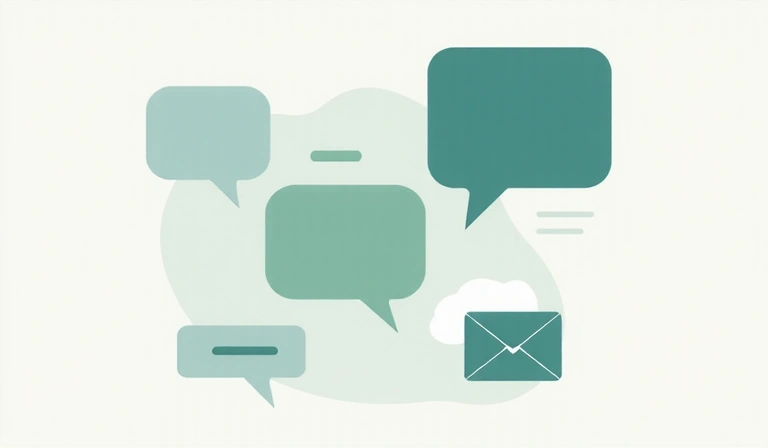 Modern communication concept with abstract speech bubbles and an envelope icon